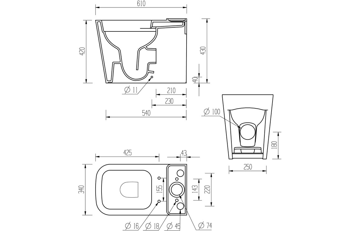Donich Rimless Close Coupled Fully Shrouded Short Projection WC & Soft Close Seat - Image 4