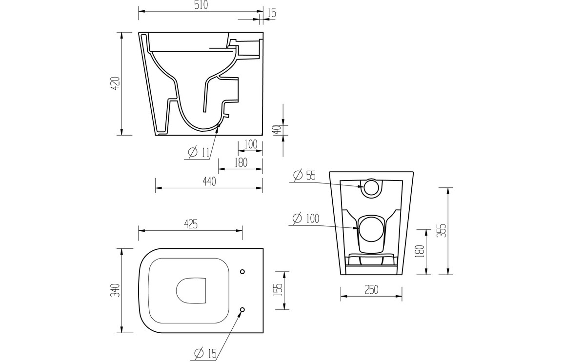 Donich Rimless Back To Wall Short Projection WC & Soft Close Seat - Image 4