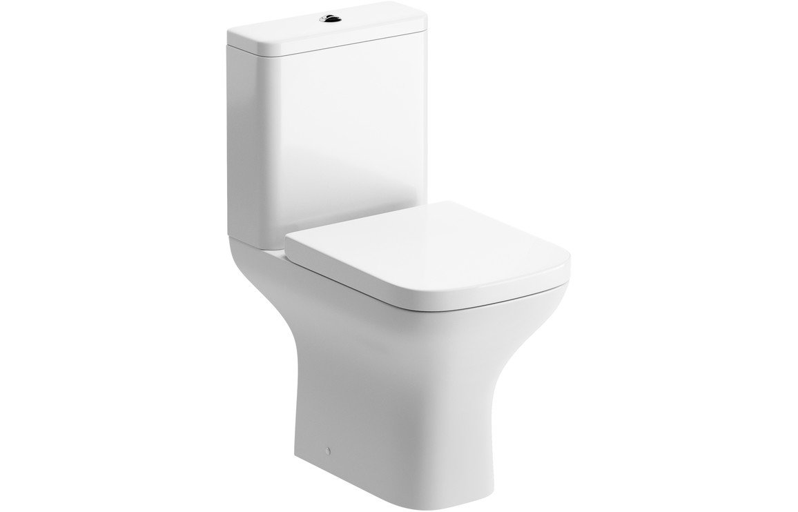Etive Mor Rimless Short Projection Close Coupled Open Back WC & Wrapover Soft Close Seat