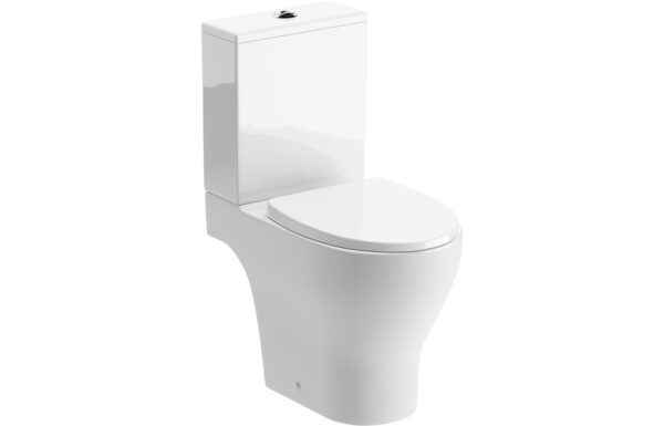 Cairn Rimless Short Projection Close Coupled Open Back WC & Soft Close Seat