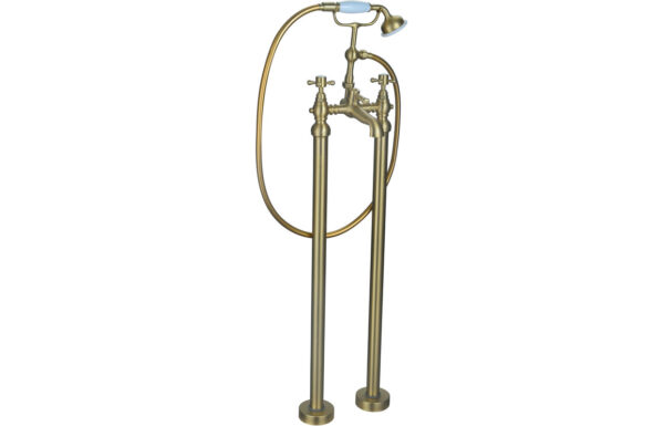 Foyers Floor Standing Bath/Shower Mixer & Shower Kit - Brushed Brass