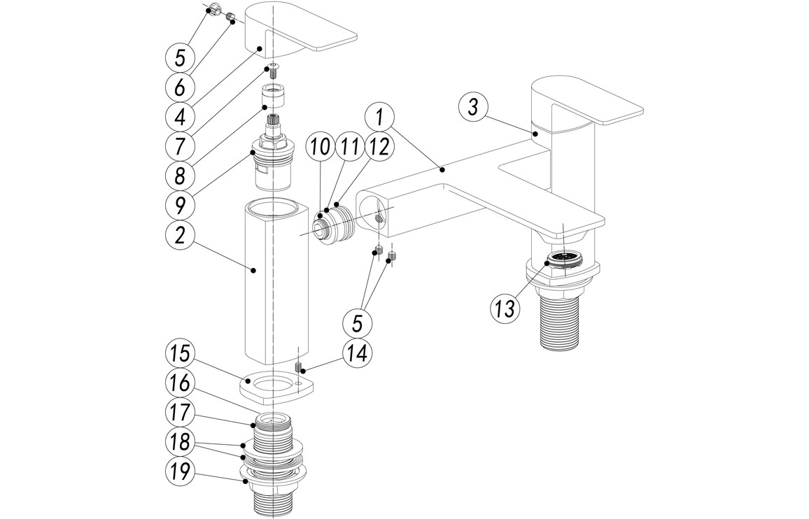 Turin Bath Filler - Chrome - Image 2