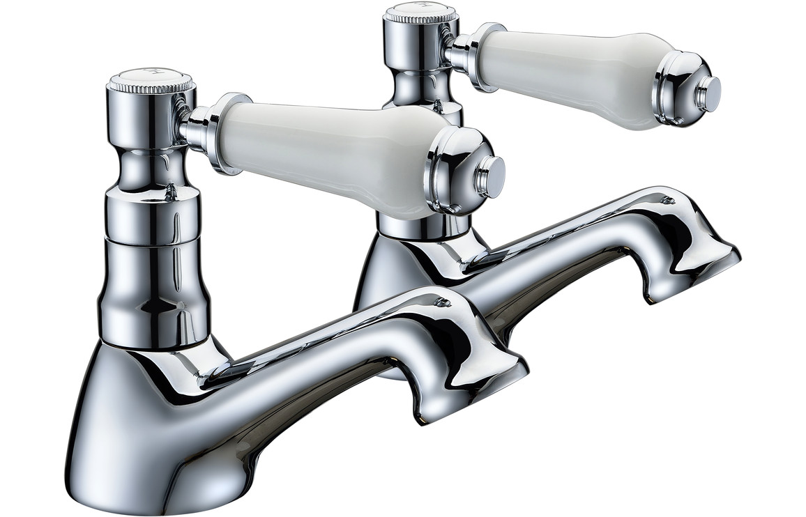 Gerit Bath Pillar Taps - Chrome