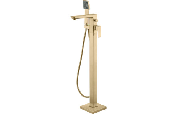 Kagera Floor Standing Bath/Shower Mixer - Brushed Brass
