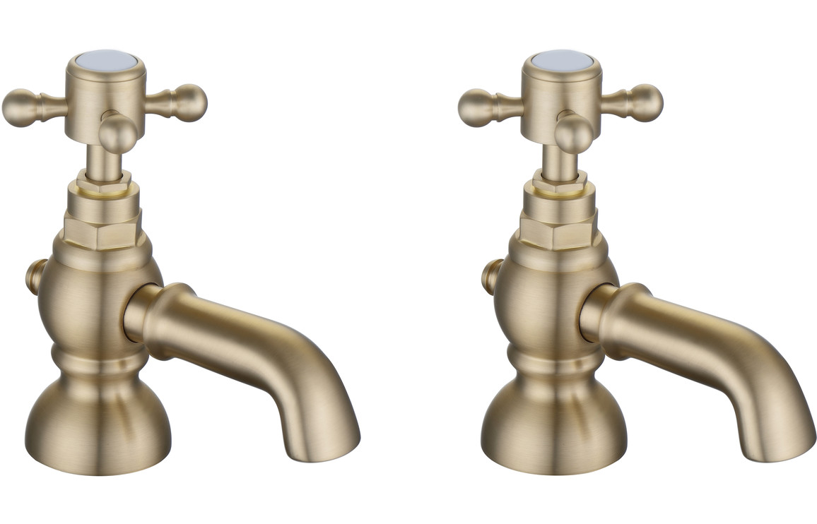 Foyers Bath Pillar Taps - Brushed Brass