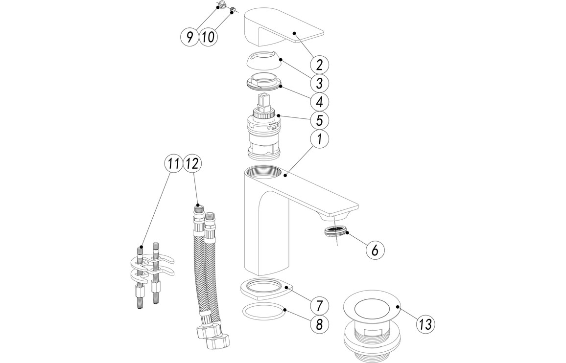 Turin Basin Mixer & Waste - Chrome - Image 2