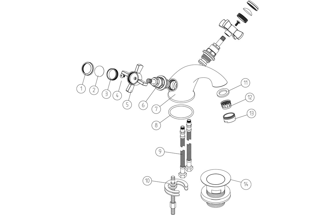 Derna Basin Mixer & Waste - Chrome - Image 2