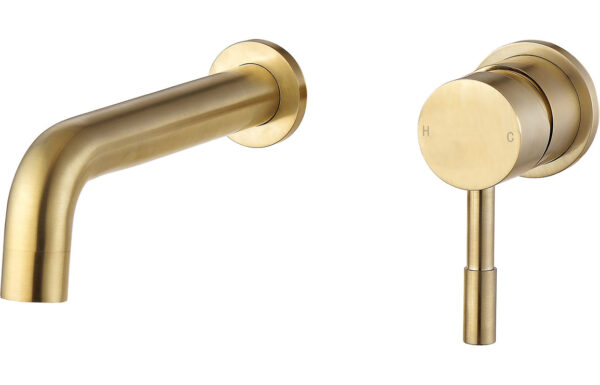 Tortum 155mm Wall Mounted Basin Mixer - Brushed Brass