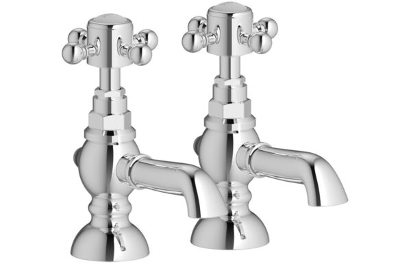 Foyers Basin Pillar Taps - Chrome