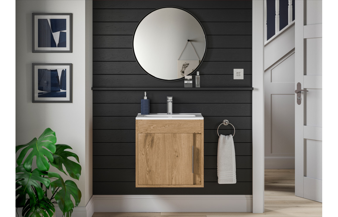 Dakota 410mm Floor Standing Unit Inc. Basin - Seville Oak - Image 2