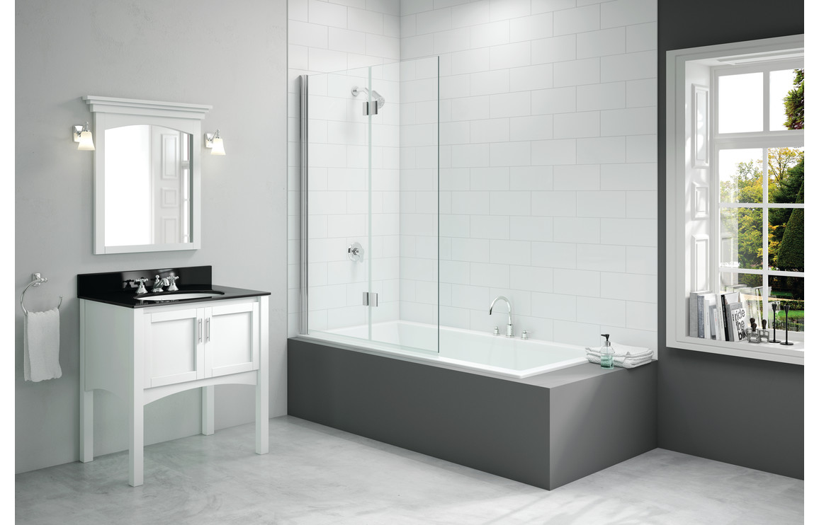 Merlyn 900x1500mm 2-Panel Hinged Bath Screen (8mm) - Right Hand