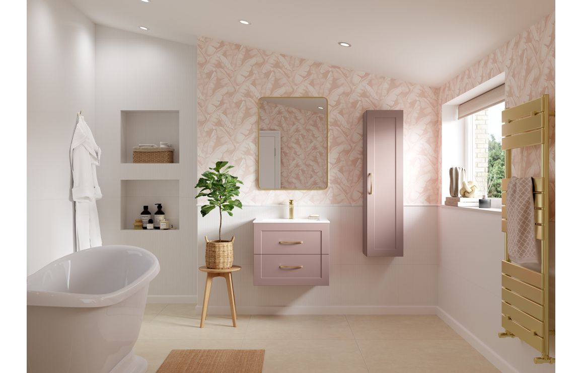 Maine 615mm Floor Standing 2 Door Basin Unit & Basin - Matt Peony - Image 2