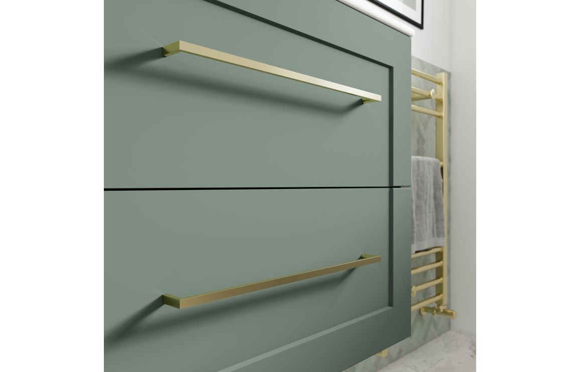 Maine 615mm Wall Hung 2 Drawer Basin Unit & Basin - Matt Reed Green - Image 4