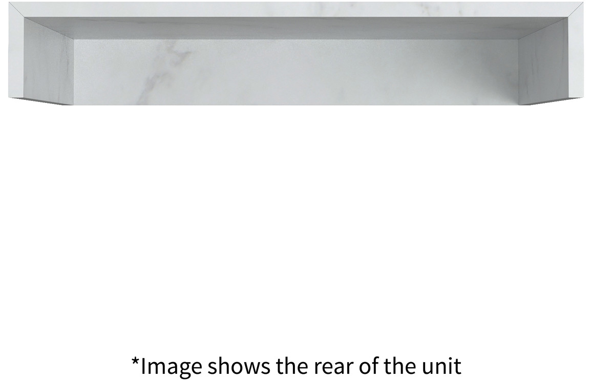 Georgia 600mm Wall Hung White Marble Basin Shelf & Black Bottle Trap - Image 4