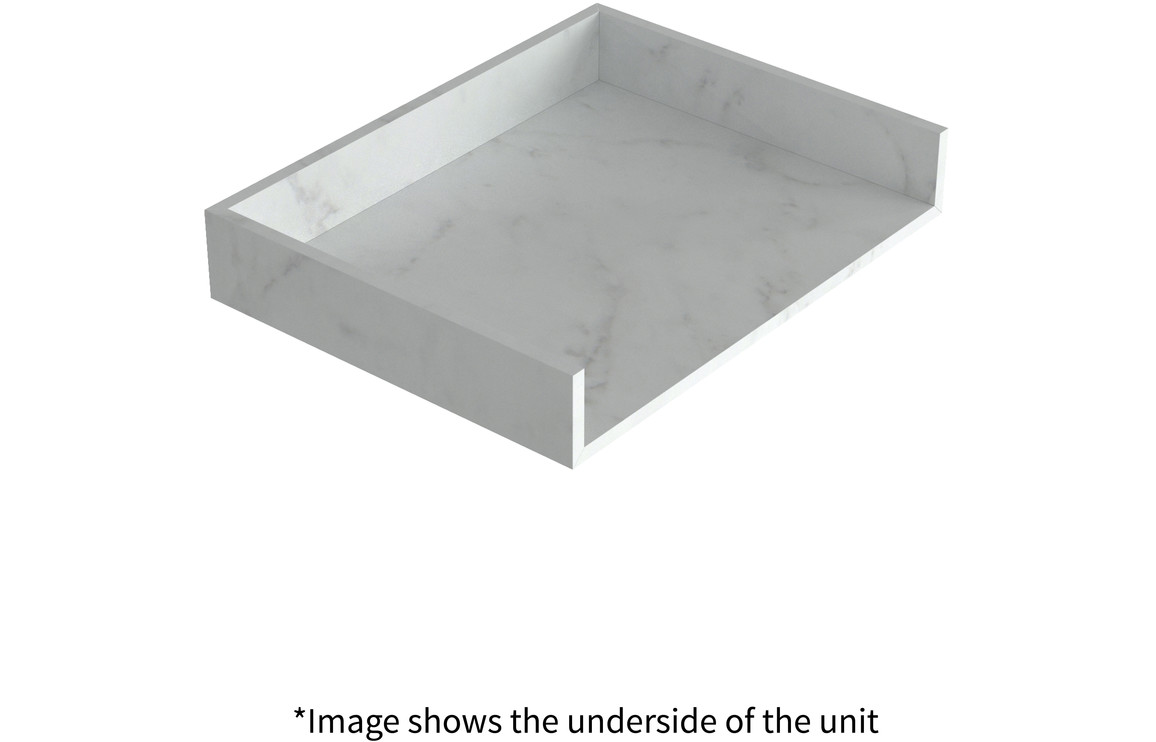 Georgia 600mm Wall Hung White Marble Basin Shelf & Black Bottle Trap - Image 5
