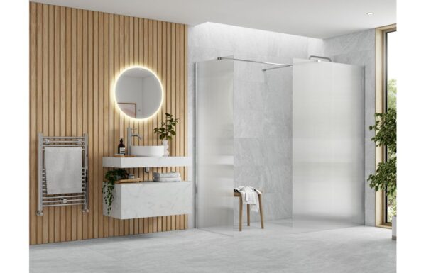 Luxe 800mm Fluted Wetroom Panel & Side Panel Arm - Chrome