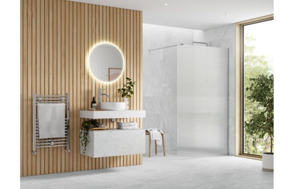 Luxe 1000mm Fluted Wetroom Panel & Support Bar - Chrome