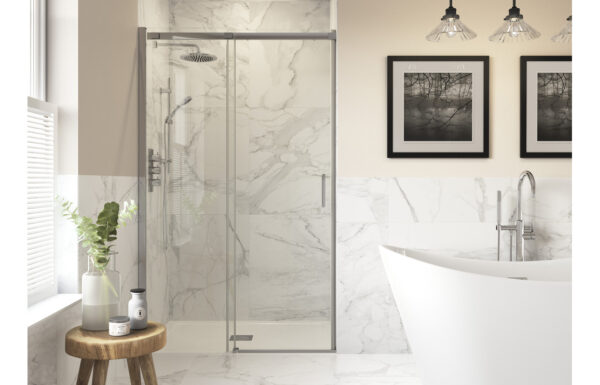 Luxe 1000mm Semi-Framed Sliding Door - Chrome