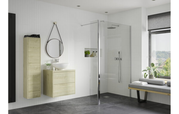 Luxe Optional 1950x300x8mm Rotatable Wetroom Panel (Full Hinge) - Chrome