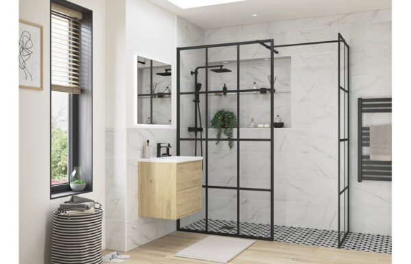 Luxe 760mm Framed Wetroom Side Panel - Black
