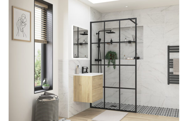 Luxe 1000mm Framed Wetroom Panel - Black