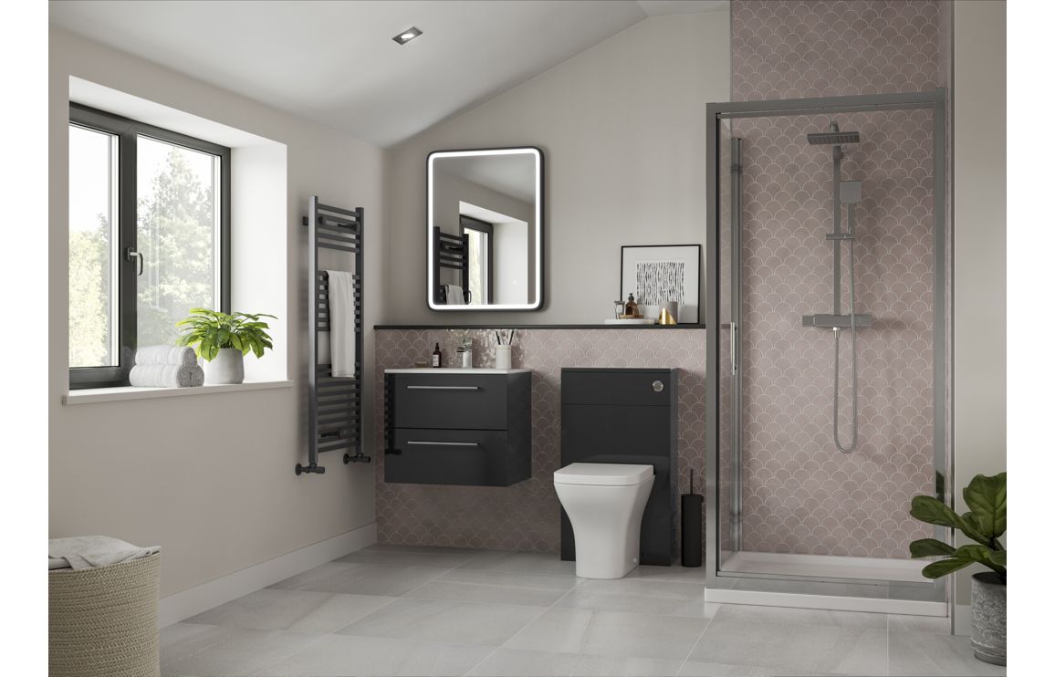 Iowa 1180mm Wall Hung 2 Drawer Basin Unit Run (No Top) - Anthracite Gloss - Image 2