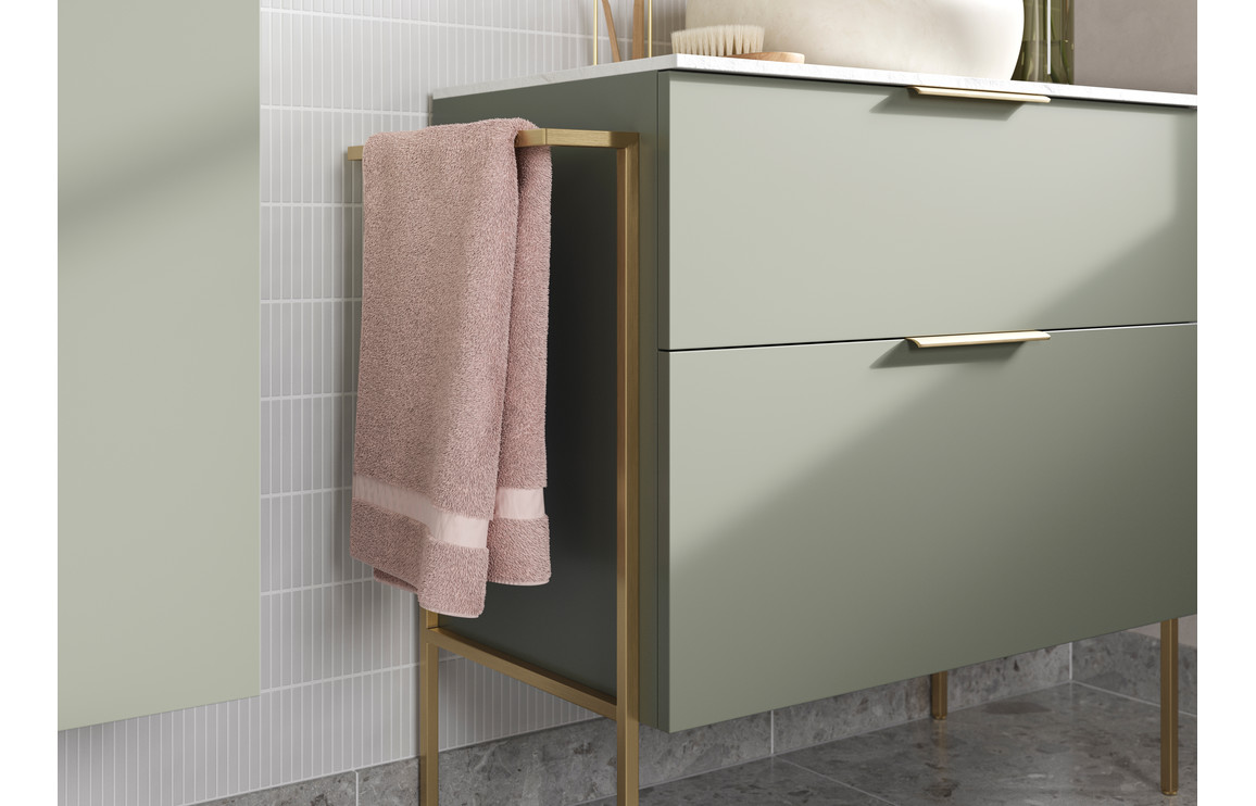 Oregon 1180mm Wall Hung 4 Drawer Basin Unit (No Top) - Matt Olive Green - Image 3