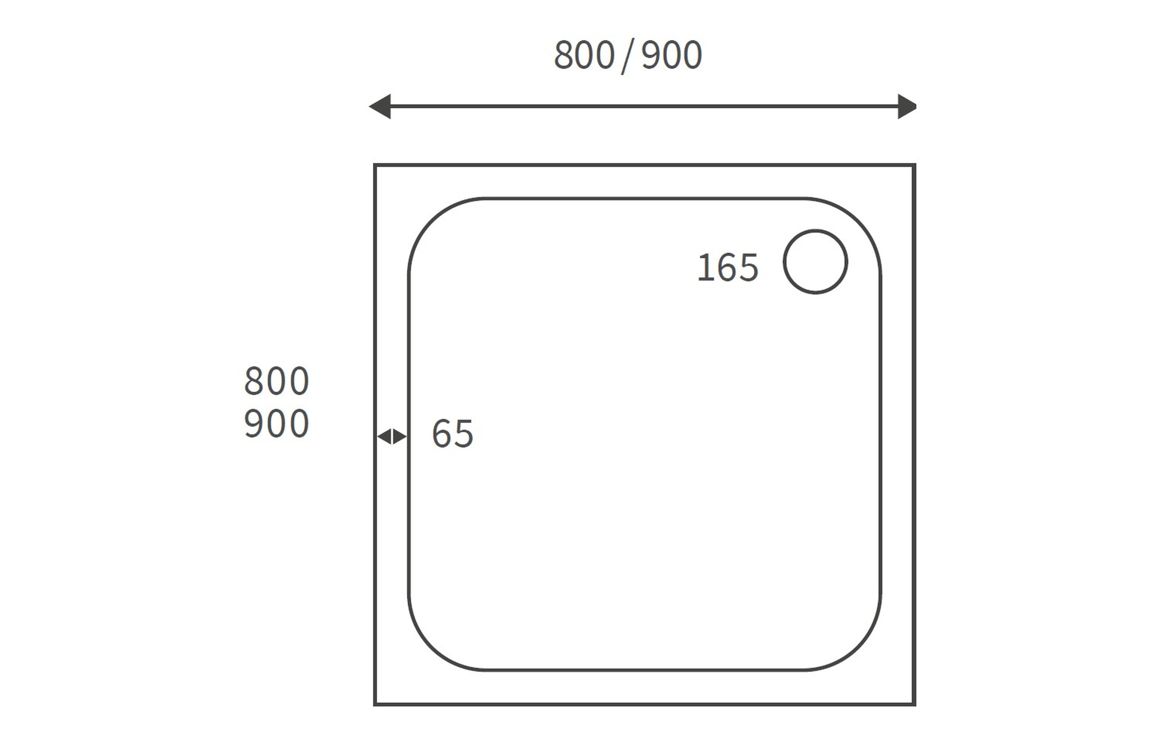 28mm Anti-Slip Ultra-Slim 800mm Square Tray & Waste - Image 2