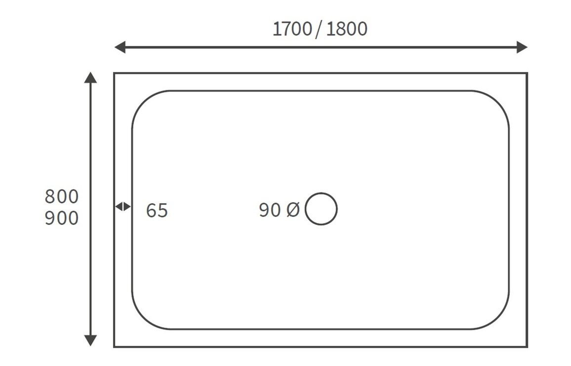 45mm Low Profile 1800x800mm Rectangular Tray & Waste - White - Image 2