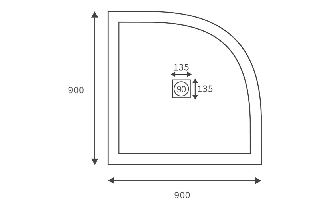 25mm Ultra-Slim 1000mm x 800mm Offset Quadrant Tray & Waste (LH) - Image 2