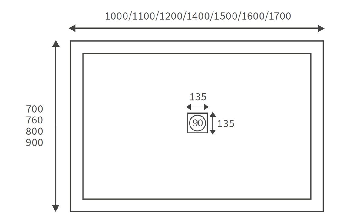 25mm Ultra-Slim 1000mm x 760mm Rectangular Tray & Waste - Image 2