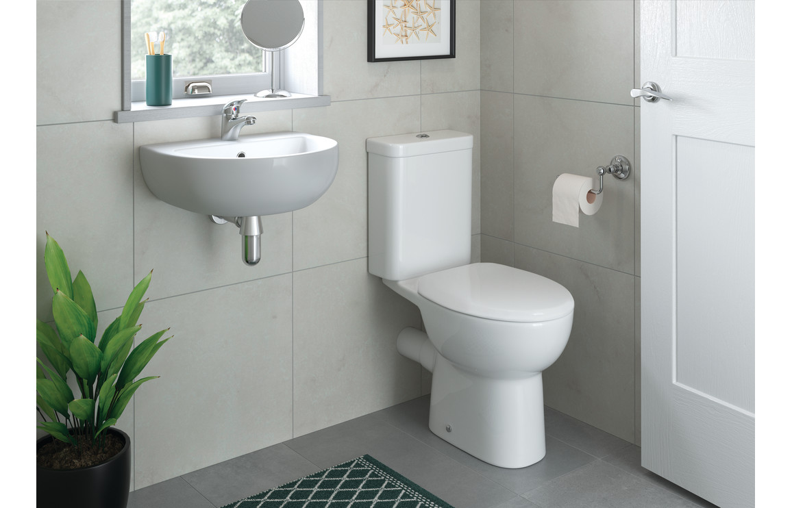 Merrick 450x380mm 1TH Cloakroom Basin & Chrome Bottle Trap - Image 3