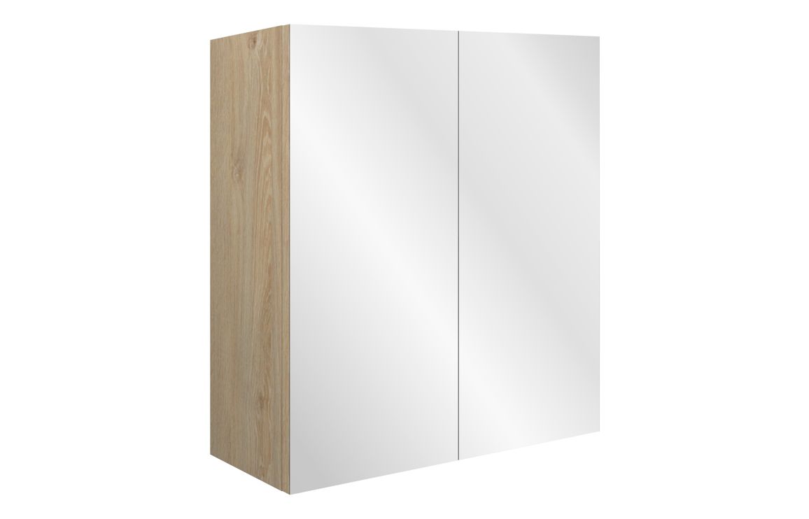 Arizona 600mm Mirrored Wall Unit - Matt Stone (Oak Cab)