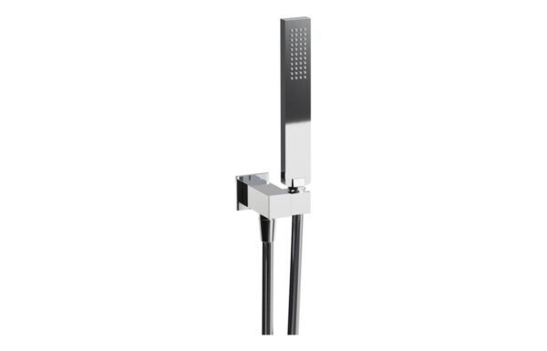 Abode Euphoria Square Wall Outlet Handset & Bracket Set - Chrome