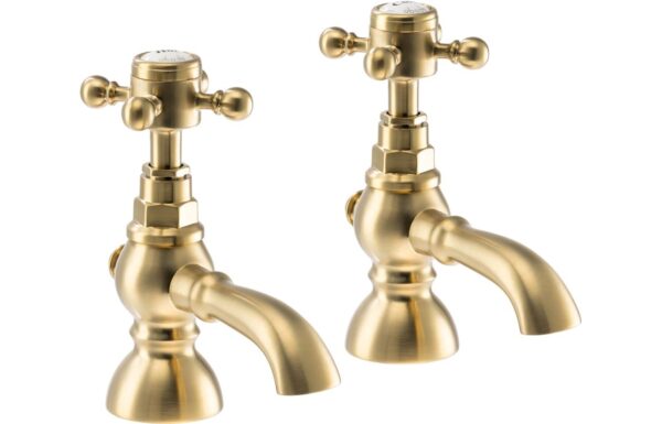 Abode Sentiment Bath Pillar Taps - Brushed Brass