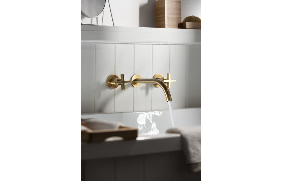 Abode Serenitie Wall Mounted Basin/Bath Mixer - Antique Brass - Image 3