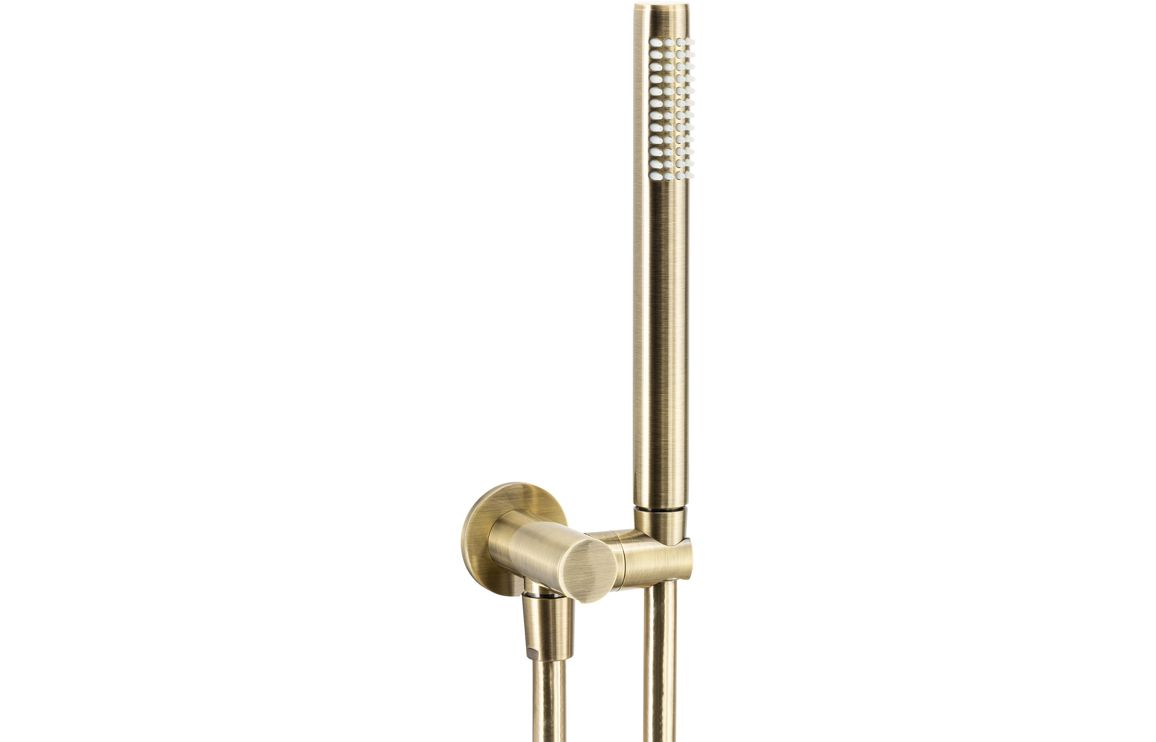 Abode Euphoria Circular Wall Outlet Handset & Bracket Set - Antique Brass