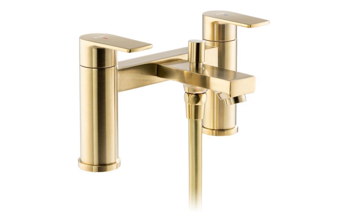 Abode Aquip Deck Mounted Bath Shower Mixer - Brushed Brass - Image 2