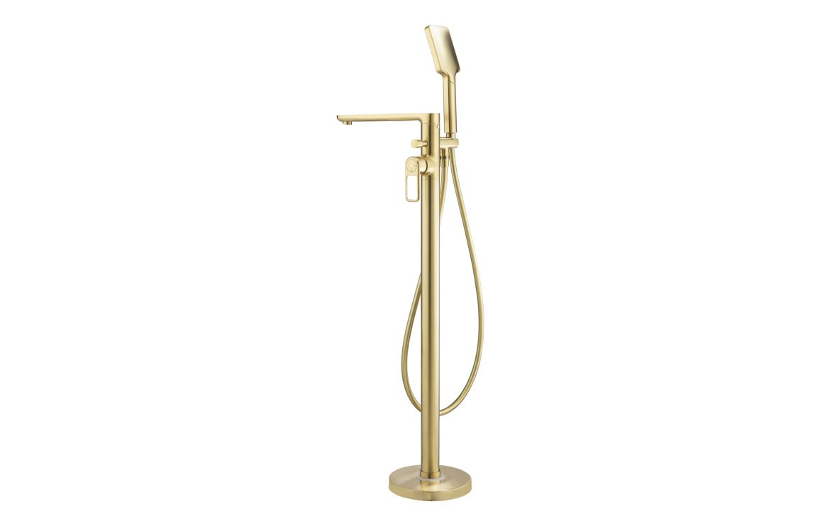 Abode Levarto Floor Standing Bath Shower Mixer - Brushed Brass - Image 2