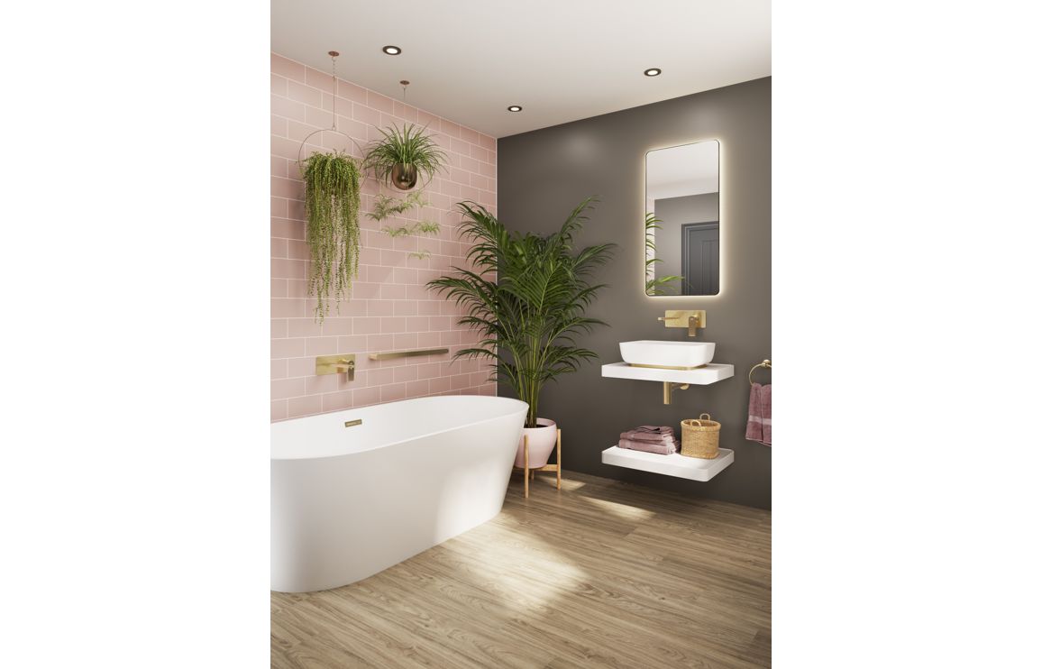 Abode Aquip Wall Mounted Basin / Bath Mixer - Brushed Brass - Image 2