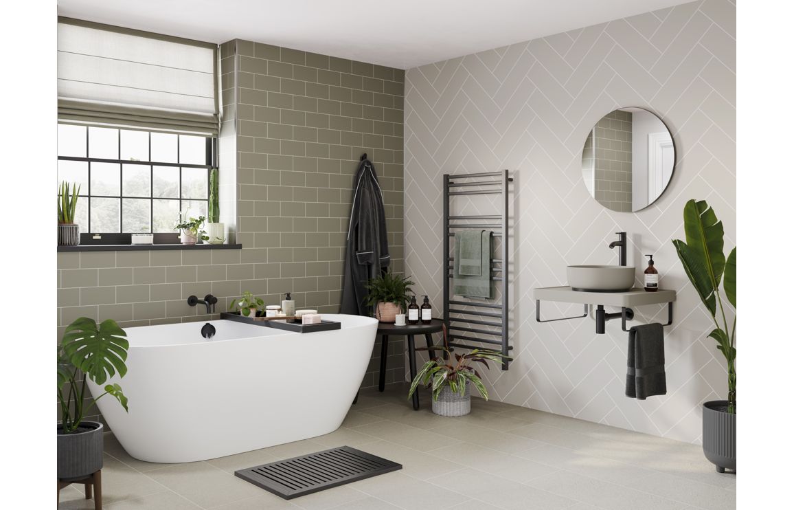 Abode Harmonie Wall Mounted Basin / Bath Mixer - Matt Black - Image 2
