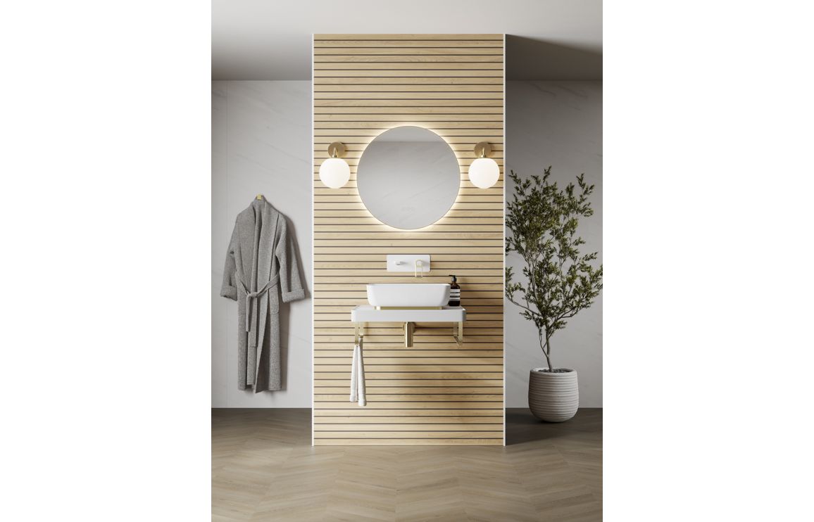 Abode Cava Tablet Basin Plinth - Brushed Brass - Image 3