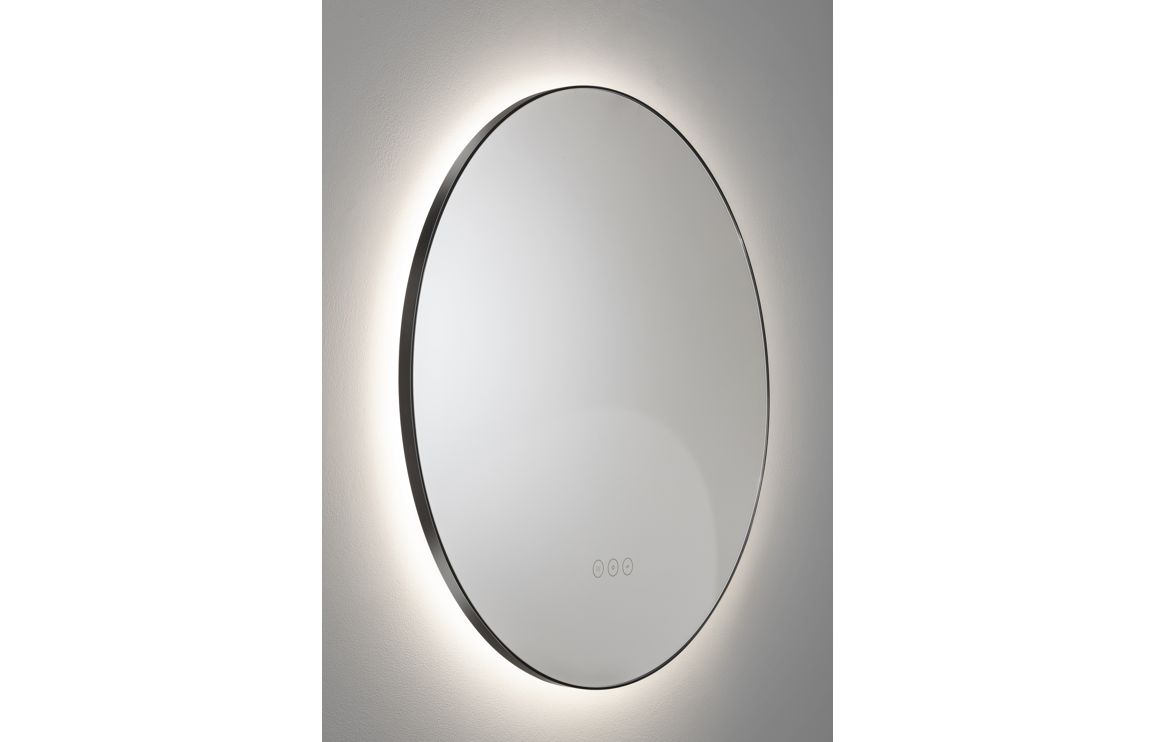 Abode Mayar 600mm Round LED Mirror - Matt Black - Image 2