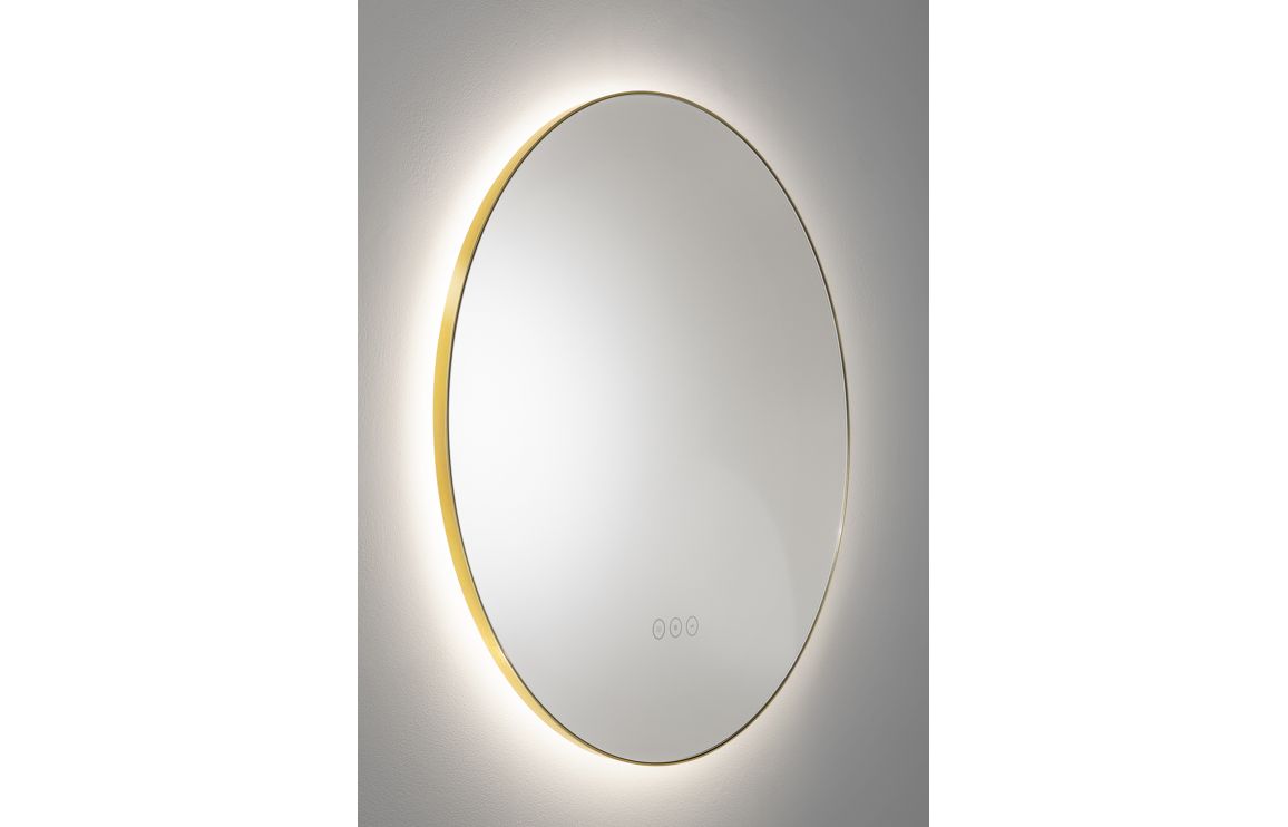 Abode Mayar 600mm Round LED Mirror - Brushed Brass - Image 2