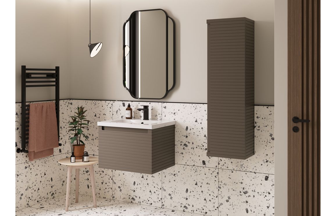 Wyoming 610mm Wall Hung 1 Drawer Basin Unit & Worktop - Matt Taupe - Image 2