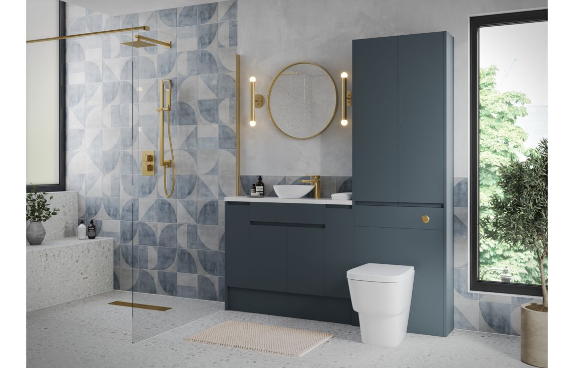 Kentucky 1236mm Slim Basin & WC Unit Pack - Matt Arley Blue (Grey Cab) - Image 2