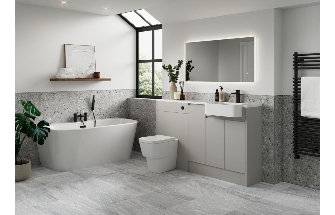 Kentucky 1236mm Slim Basin & WC Unit Pack - Matt Dove Grey (Grey Cab) - Image 2