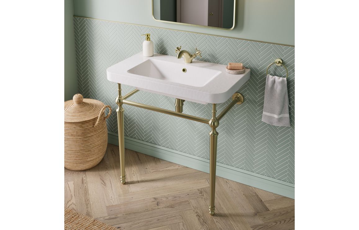 Schiehallion 810mm 1TH Console Basin - Brushed Brass - Image 3
