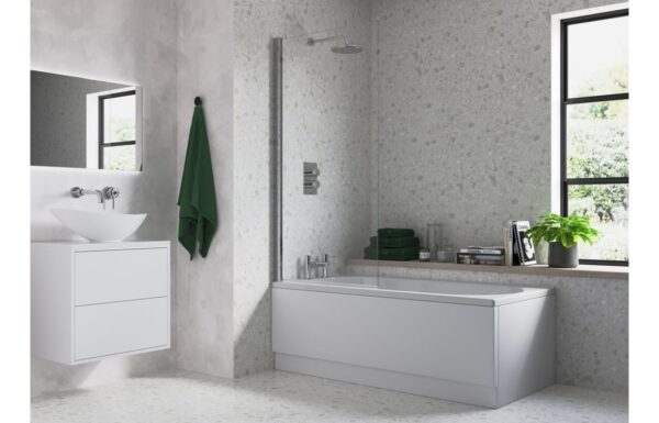800x1400mm Square Bath Screen (6mm) - Chrome
