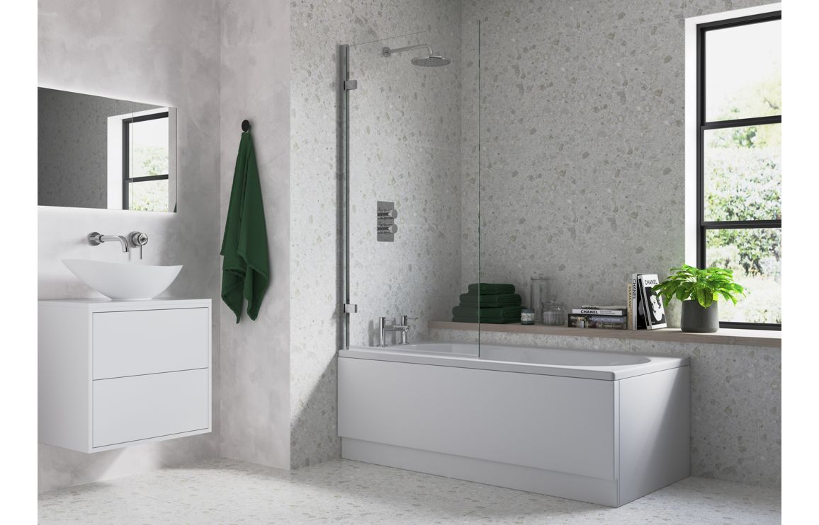 850x1500mm Hinged Straight Bath Screen (6mm) - Chrome